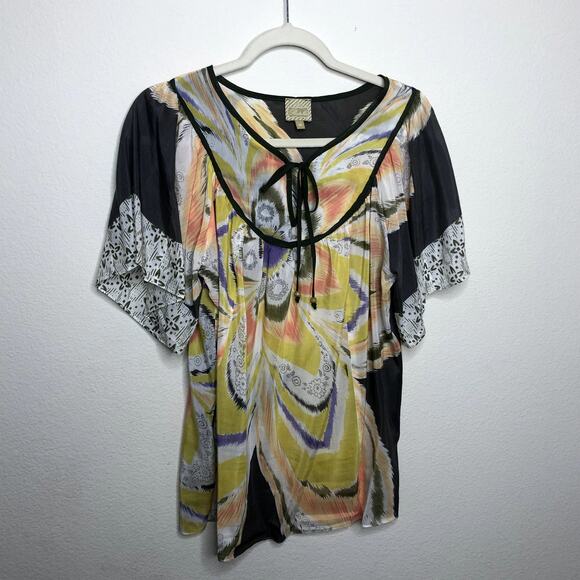Anthropologie Postella Semi-Sheer Blouse Silk Blend Tunic Medium - Picture 1 of 7
